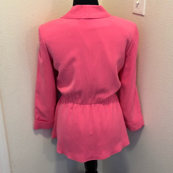Alice + Olivia Pink Peplum Blazer Cinched Waist Wrap Size M - Picture 5 of 11